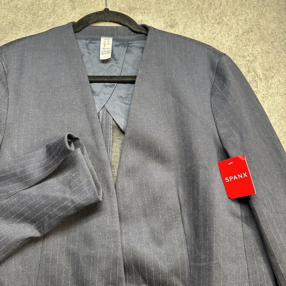 Spanx Women's Navy Blue Ponte Performance Stretch Collarless‎ Blazer Medium